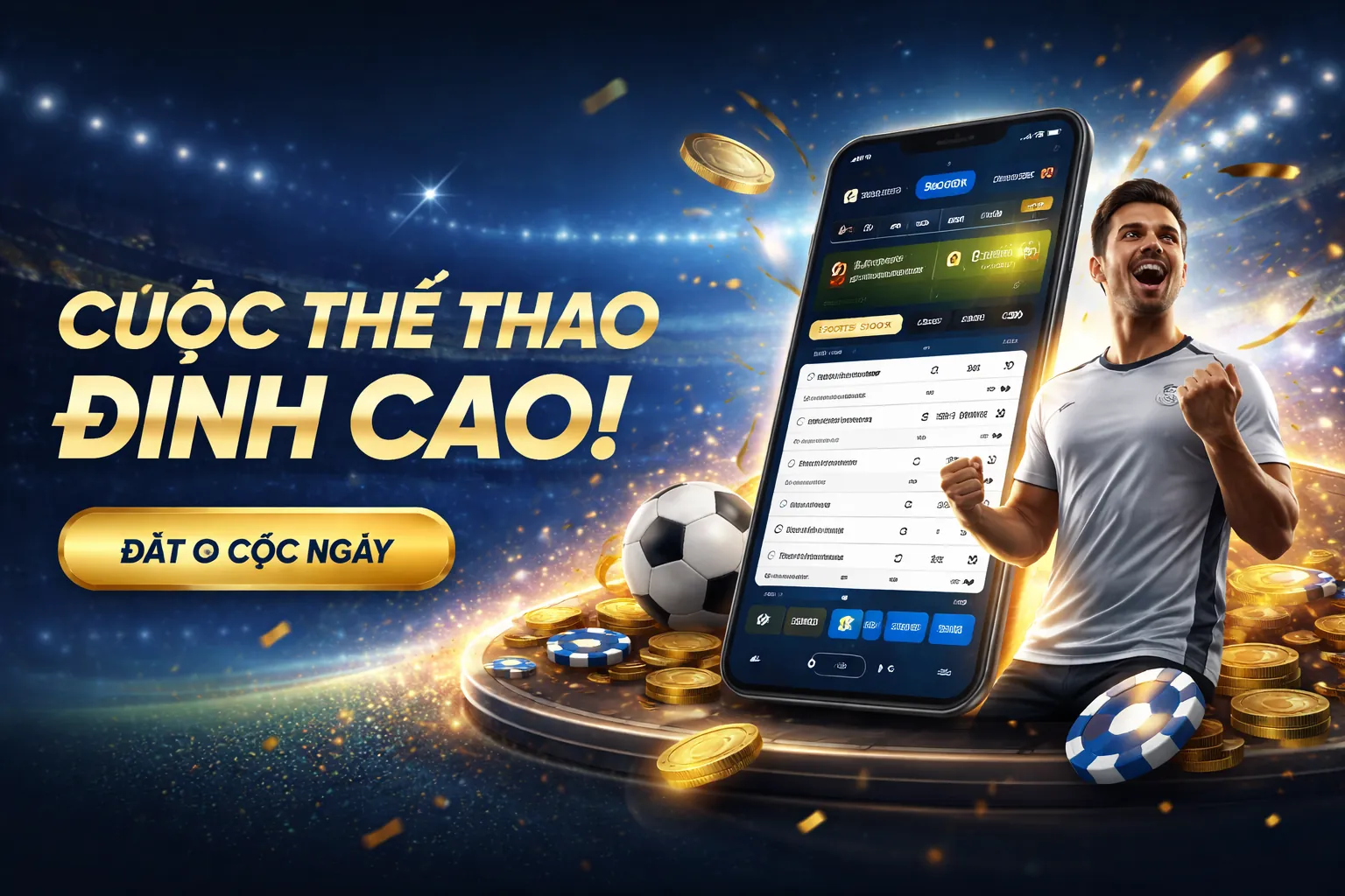 Hình ảnh banner Kèo Nhà Cái 5VIN với sân vận động sôi động